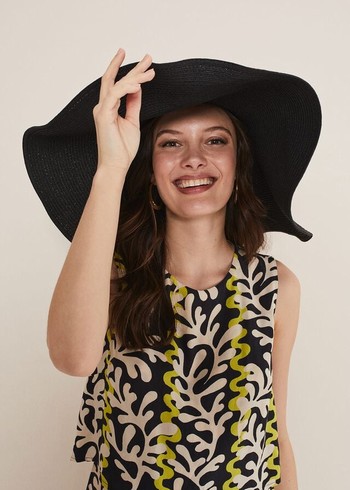 Phase Eight Oversized Straw Hats Black USA | 7508294-CR